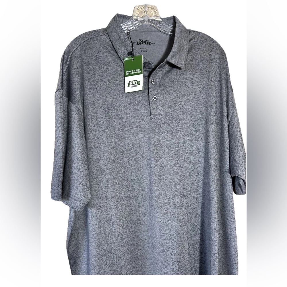 Men’s Key Brand Victory Polo, Short Sleeve, Gray, XXL, NWT